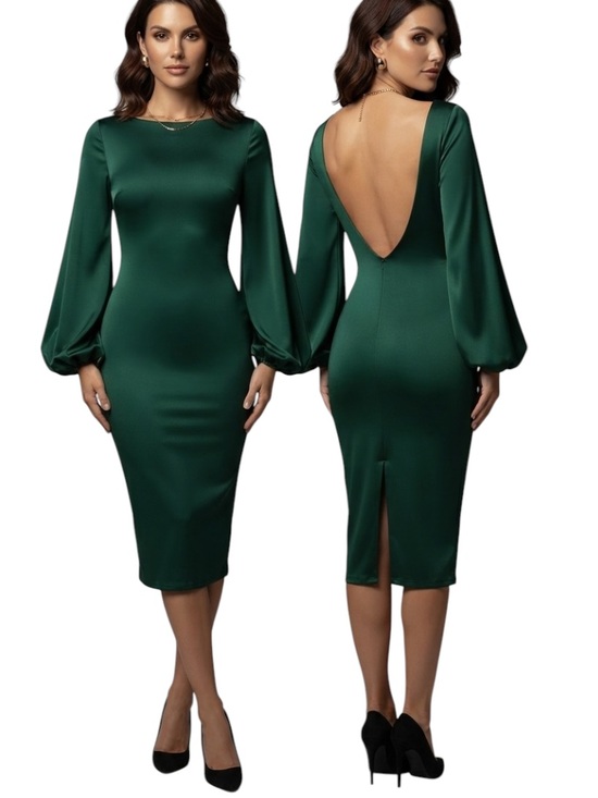 SHEIN Dresses & Skirts - SHEIN Privé Solid Lantern Sleeve Bodycon Dress size S new without tag